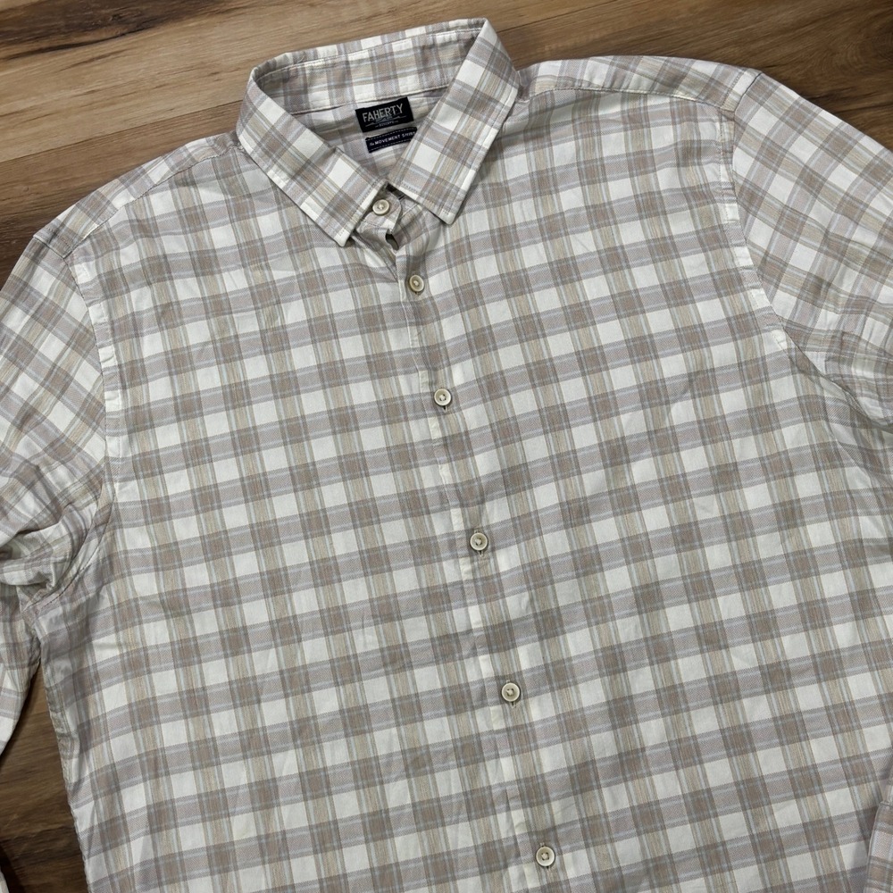 Faherty Movement Monterey Shirt XL Plaid Morning Mist $168